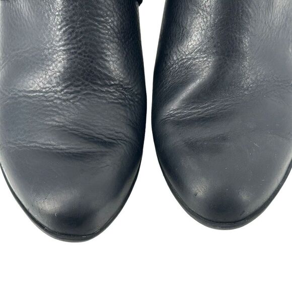Nurture Ankle Harness Boots Black Leather Size 6 Classic 2.5 In Heel Bootie Shoe - Picture 6 of 13
